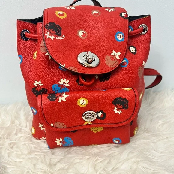 Coach | Bags | Nwt Coach Mini Turnlock Rucksack Floral Print  display picture 3
